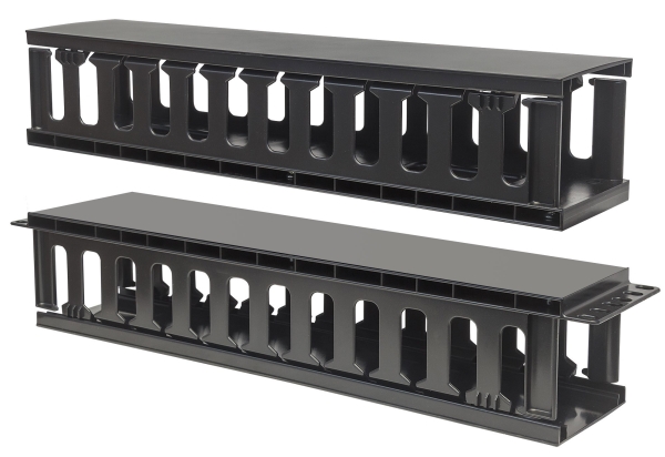 Techly 108316 Organizer Kabli 2U Do Szaf Rack 19" Z Pokrywą, Czarny_