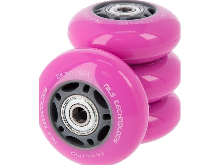 Nils Extreme PU 64x24 82A (4szt.) RÓŻOWE + ABEC-7 (8szt.)  NILS EXTREME