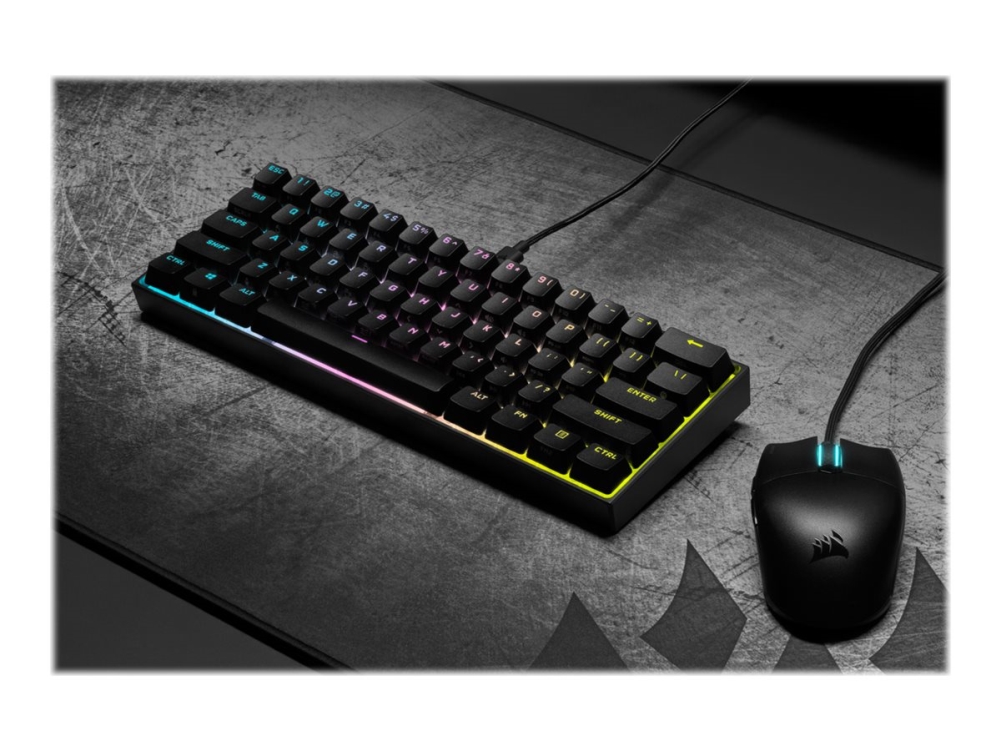 Corsair Gaming K65 Rgb Mini 60% - Tastatur - Bagbelyst - Usb - Tysk - Tastkontakt: Cherry Mx Speed