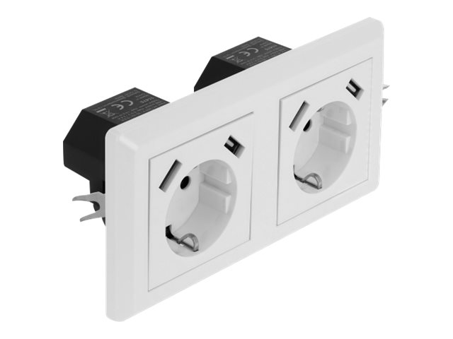 Delock - Strømsokkel-Outlet - 2P+E - Type F, Usb - 2 Gange - 2 Strømsokler, 4 Usb-Sokler - 16 A - 250 V - Hvid