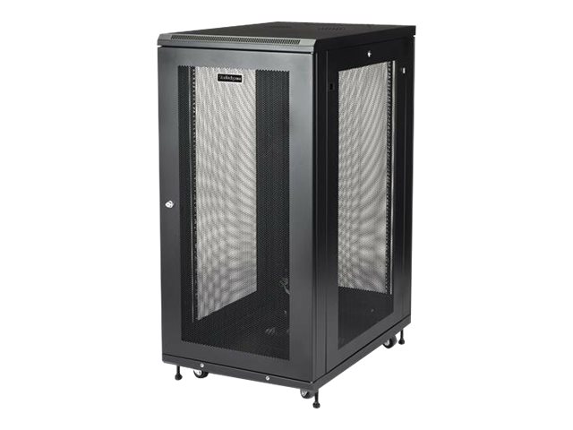 Startech.Com 24He Serverrack/Schrank - 4 Pfosten Mit Einstellbarer Tiefe (5 Bis 76Cm) Rack Gehäuse Mit Rollen/Kabelmanagement/Fachboden/Verriegelung