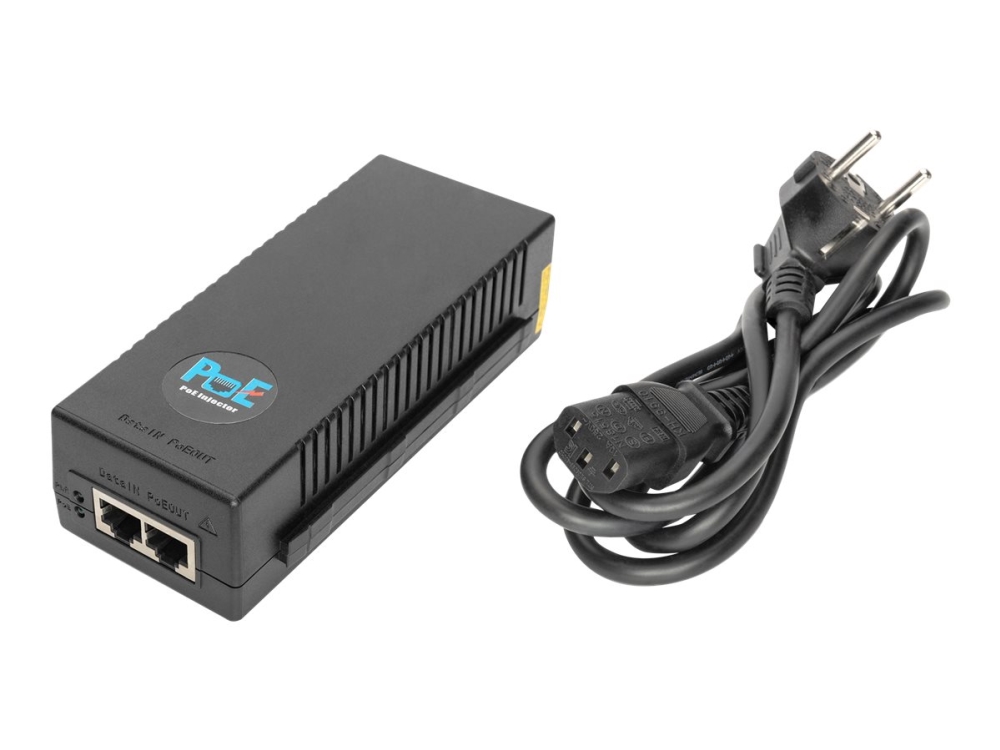 Digitus 10 Gigabit Ethernet Poe+ Injektor, 802.3At, 30 W, 10 Gigabit Ethernet, 10,100,1000,2500,5000,10000 Mbit/S, Ieee 802.3At, Schwarz, 100 M, Poe,