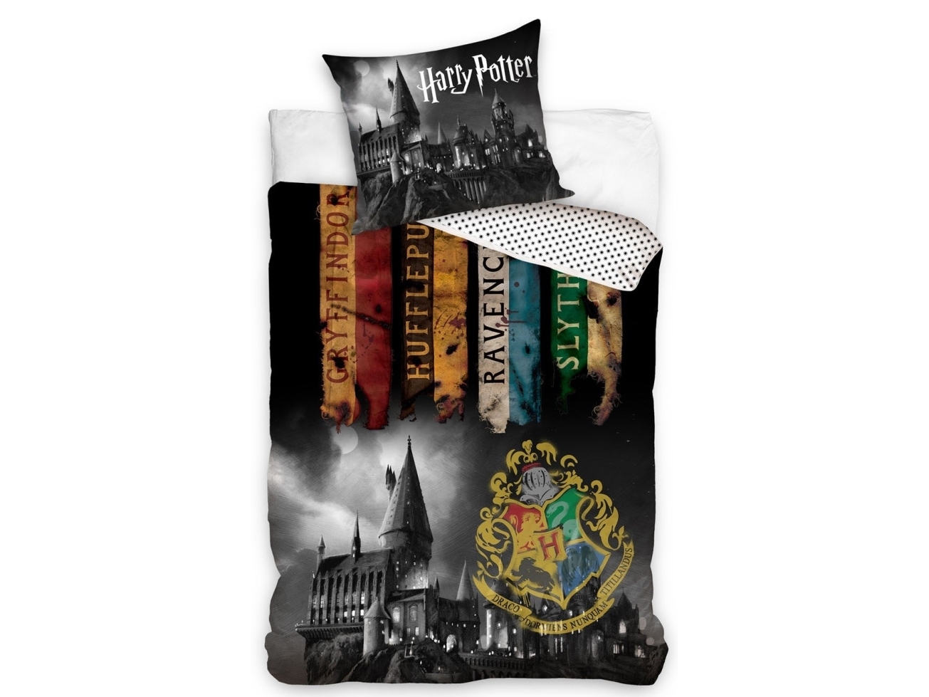 Billede af Harry Potter Hogwarts Mørkt Sengetøj, 100 Procent Bomuld hos Computersalg.dk