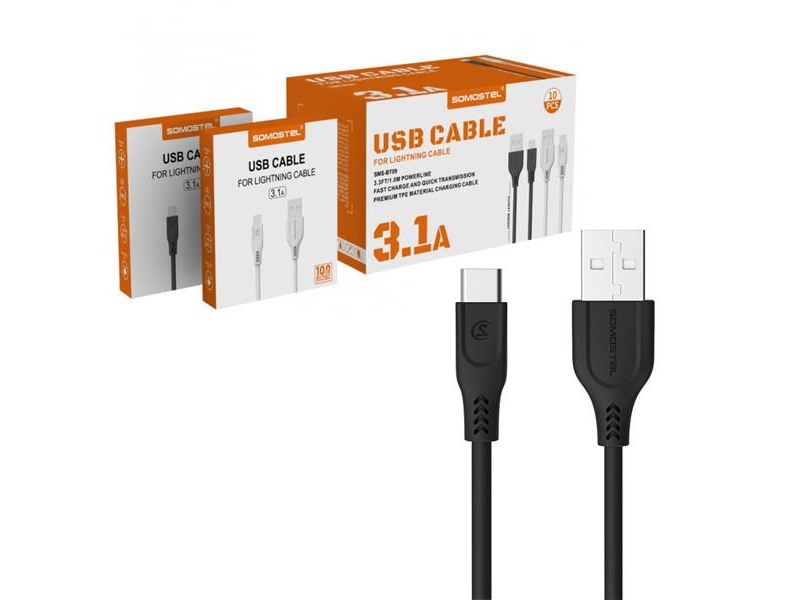 USB-kabel Somostel USB-A til USB-C 1,2 m hvid (SMSBT09)