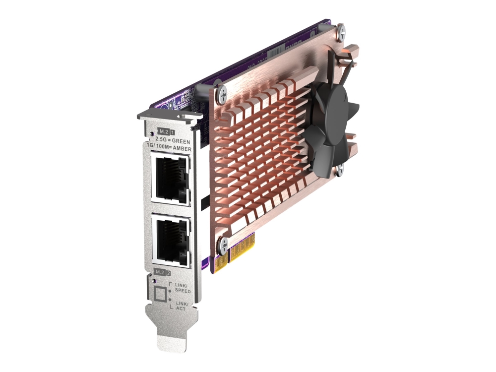 QNAP QM2-2P2G2T - Diskkontroller - M.2 - M.2 NVMe Card / PCIe 3.0 (NVMe) - lav profil - PCIe 3.0 x4, 2.5 Gigabit Ethernet - for QNAP QVP-63, TS-453, 473, 673, 832, 873, TVS-672, 872, h1288 VioStor QVP-85