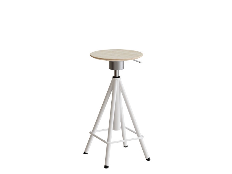 Taburet Atlas 2117, hvidpigm. egelaminat, grå stel Vip H: 600-720 mm