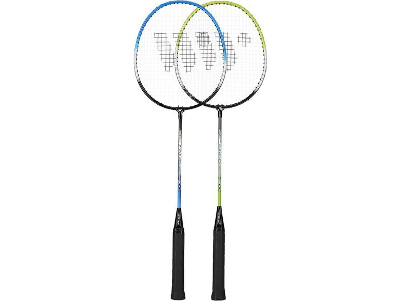 Wish Steeltec 216K Set Badminton-Schläger Grün+Blau + Federbälle 3 Stk. Wish