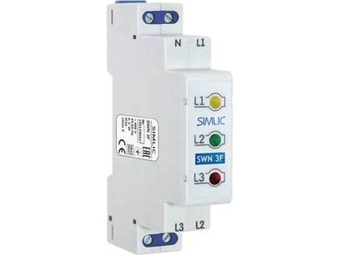 Simet LED spændingsindikator 3-faset SWN 3F TS 35 grå 85132012