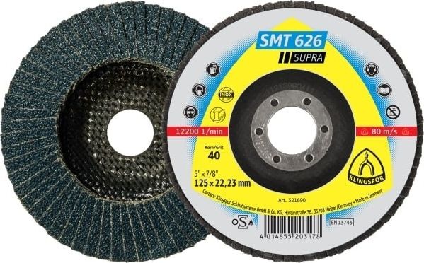 Schleifmopteller Gewölbt Smt626, Ø 125 Mm Korn 40