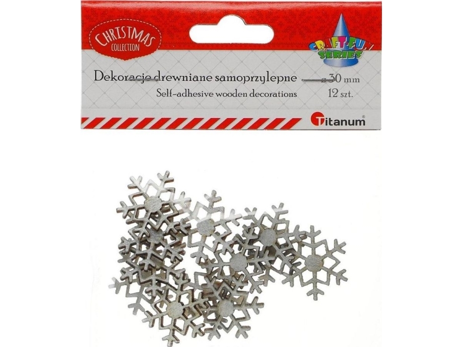 Titanum Wooden Self-Adhesive Snowflakes 12 Pcs