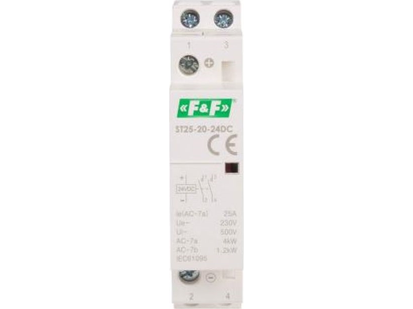 F&Ampf Modulær Skinnemonteret Kontaktor 2Xz 25A 24V Dc St25-20-24Dc