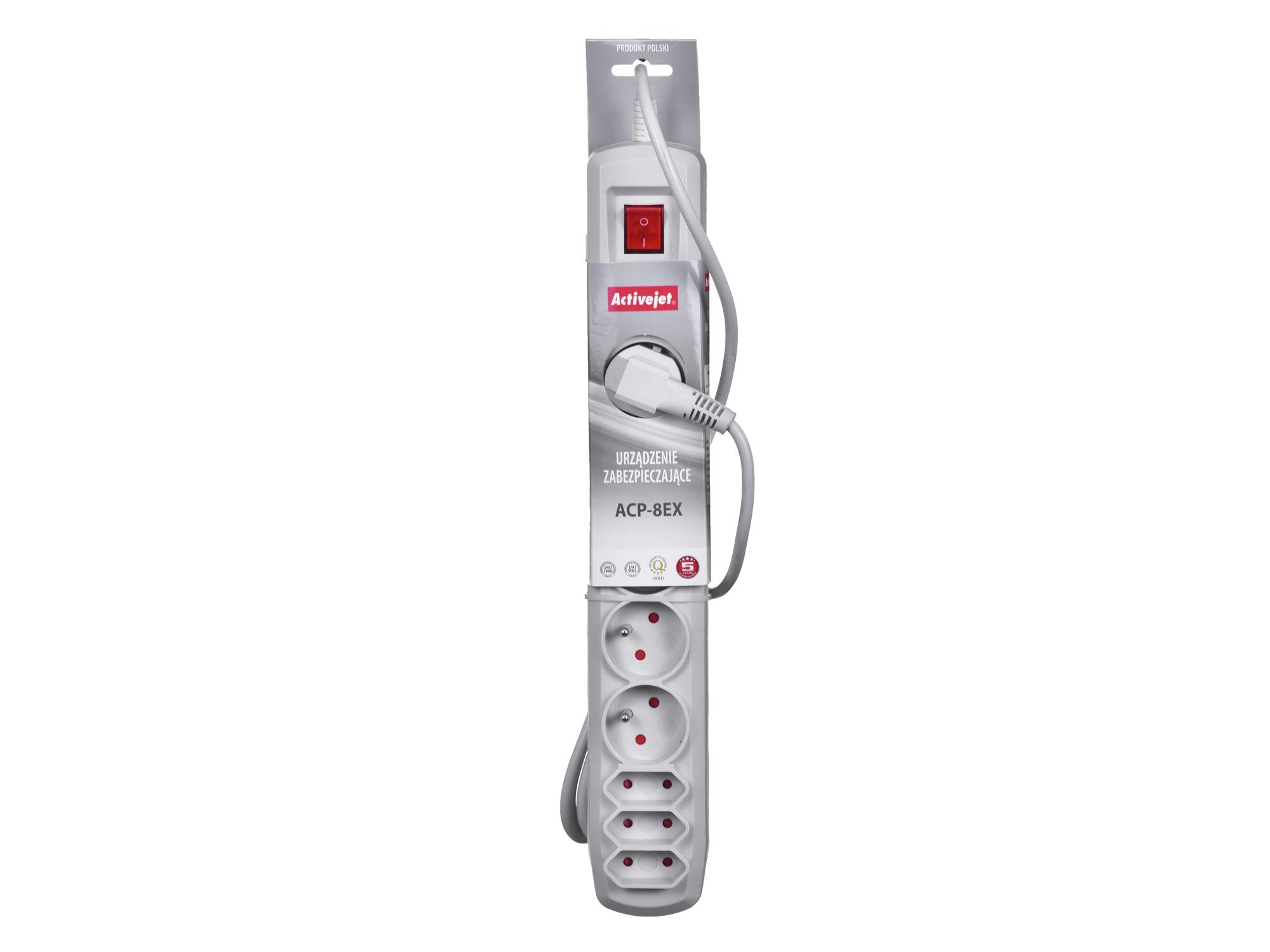 Activejet Apn-8G/5M-Gr, 5 M, Indendørs, Type C, Type E, Type E, Plast, Grå