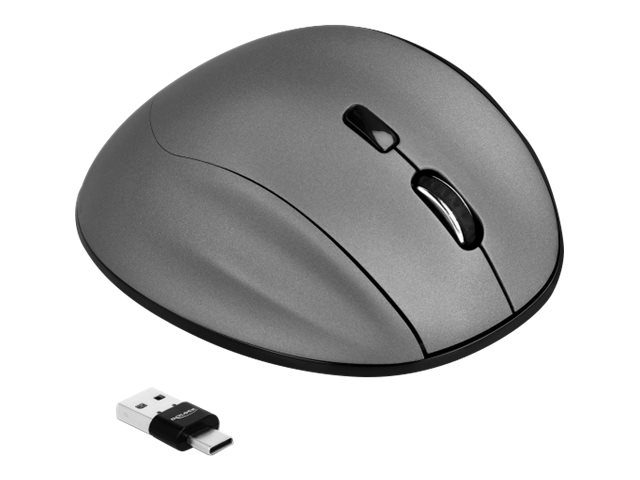 Delock 12016, Rechts, Optisch, Rf Wireless + Bluetooth, 2400 Dpi, Anthrazit, Schwarz