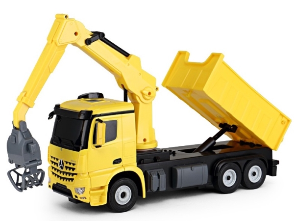 Mercedes-Benz Arocs Fjernstyret Lastbil Med Kran 2.4G, Gul
