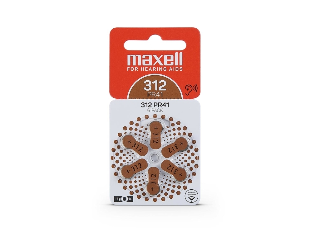 Maxell 790421, Einwegbatterie, Pr41, Zink-Luft, 1,45 V, 6 Stück(E), 3,6 Mm