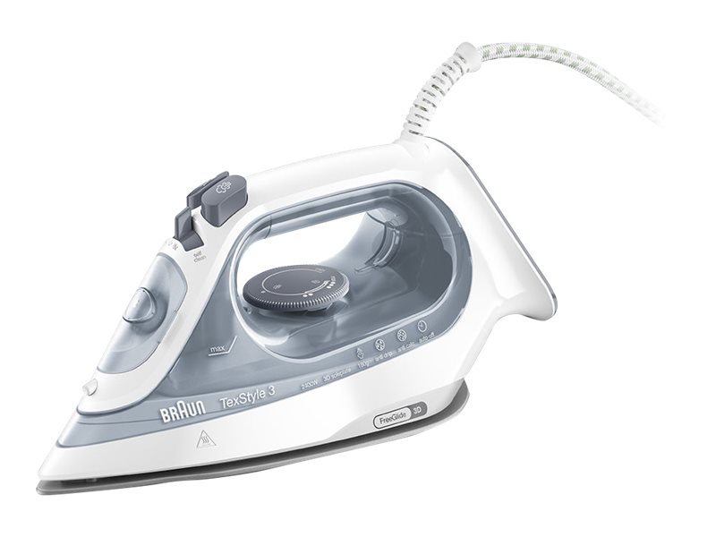 Braun Texstyle 3 Si 3054 Gy - Dampstrygejern Med Automatisk Afbrydelse - Såleplade: Freeglide 3D Superceramic - 2400 W - Grå