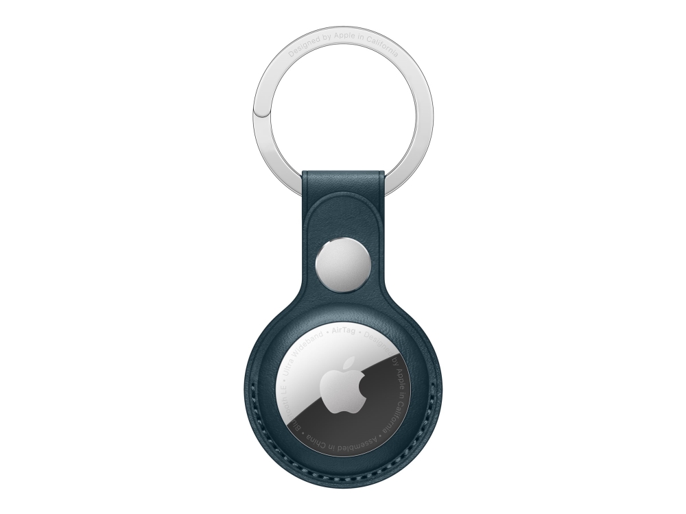 Apple - Taske Til Airtag - Læder, Stainless Steel - Baltisk Blå - For Airtag