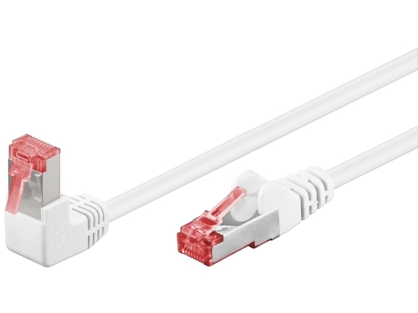 Goobay CAT 6 patchkabel 1x 90° vinklet, S/FTP (PiMF), hvid, 2 m