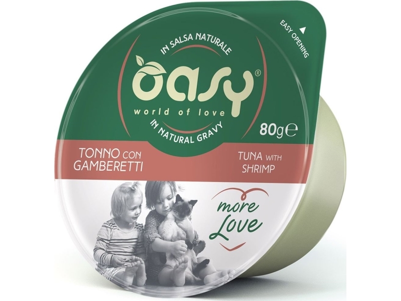 Oasy More Love Kop Med Tun Og Rejer, Vådfoder Til Kat, 70 G