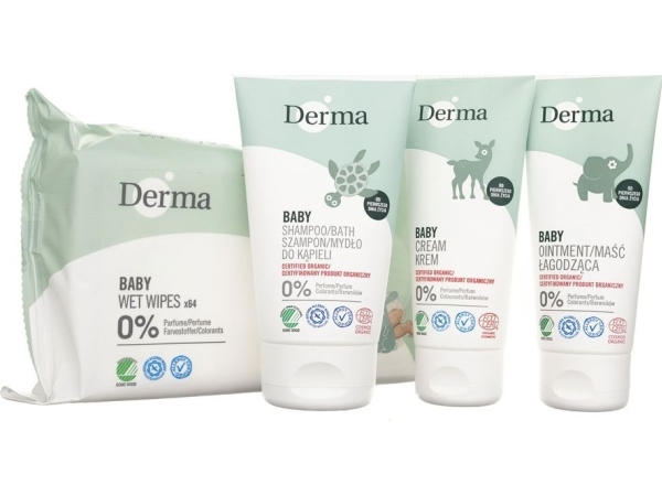 Derma_set Eco Baby Soothing Ointment 100ml Skin Care Cream 100ml Shampoo/bath Soap 150ml Wet Wipes 64pcs