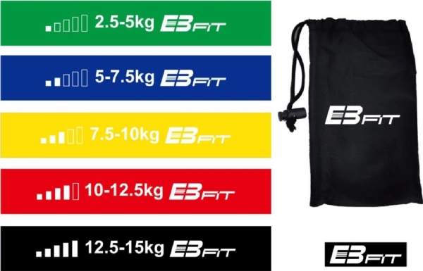 Eb Fit Mini-Band Verschiedene Widerstandsstufen, Mehrfarbiges Set 5 Stk.