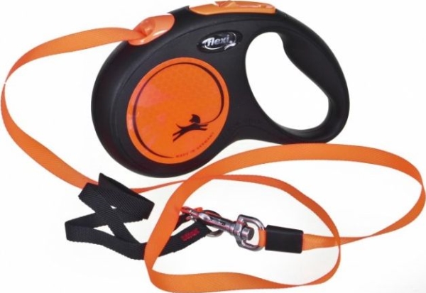 Flexi New Neon Band S, 5M, 15Kg, Schwarz/Neonorange