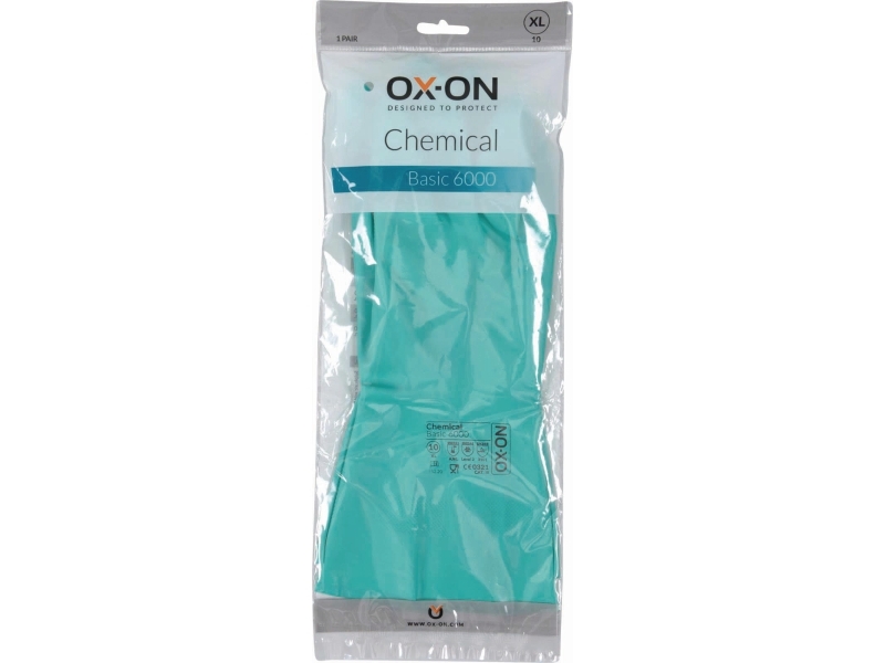 Arbejdshandsker, OX-ON 6000 Chemical Basic, grøn, str. 9