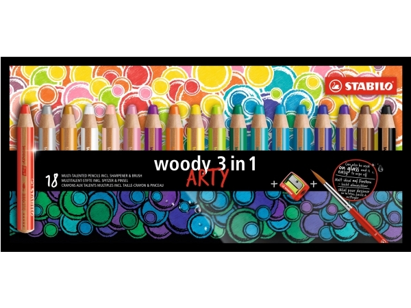 STABILO woody 3 in 1, Multifärg, 18 styck | Skrivredskap - Blyertspennor & pencils - Blyertspennor | GameStuff