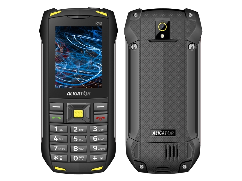 Aligator R40 Extremo, Menu, Dual Sim, 6,1 Cm (2.4"), 5 Mp, 2000 Mah, Sort, Gul