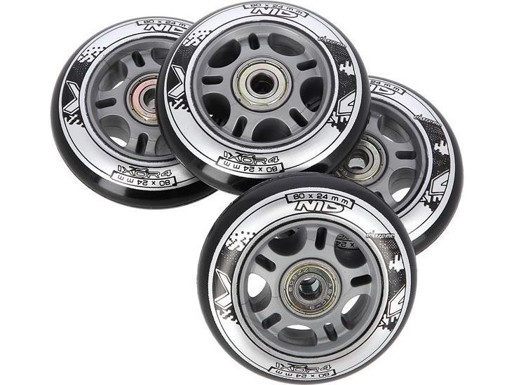 Nils Extreme PU 80x24 82A, sort (4 stk.) + ABEC-9 (8 stk.) sæt