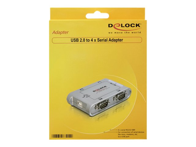 Delock USB 2.0 to 4 port serial HUB - Seriell adapter - USB 2.0 - RS-232 x 4 | Datortillbehör - Kablar & adaptrar - USB-hubbar | GameStuff