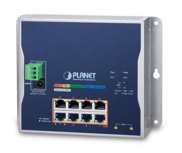 Planet Wgs-5225-8P2s, Managed, L2+/L4, Gigabit Ethernet (10/100/1000), Vollduplex, Power Over Ethernet (Poe), Wandmontage