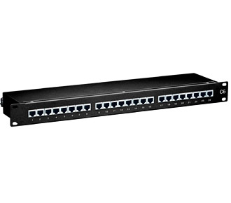 Equip 4-Port Premium Cat.6 Geschirmtes Patch Panel, Schwarz, Rj-45, Gold, Cat6, Schwarz, Rackeinbau, 1U