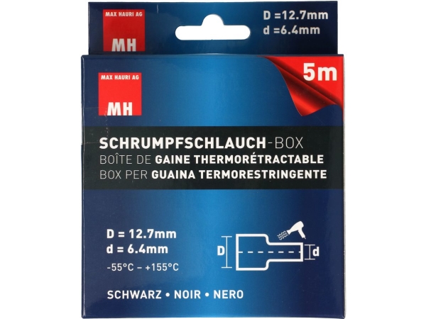 Max Hauri AG 132678, Krympslang, Svart, 5 m, 1,27 cm, 1 styck, 6,4 mm | EL Artiklar - Kablar och ledningar - Krympemateriale | GameStuff