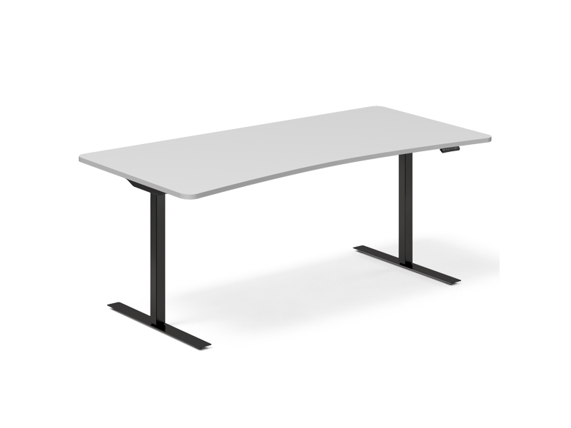 Hæve-Sænkebord Dna, Lysgrå 1800X800mm Bue 2-Ben/Sort