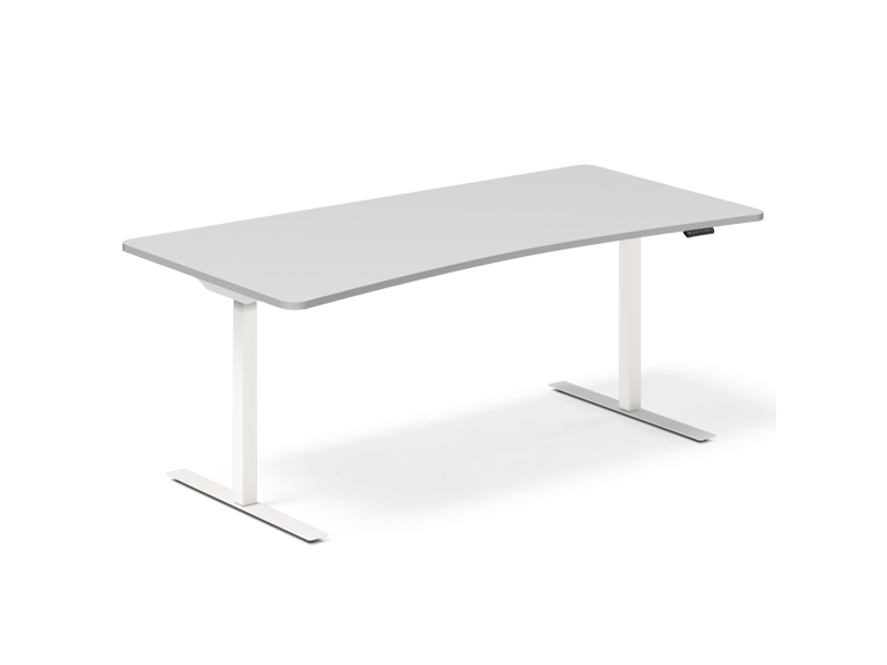 Hæve-Sænkebord Dna, Lysgrå 1800X800mm Bue 2-Ben/Hvid