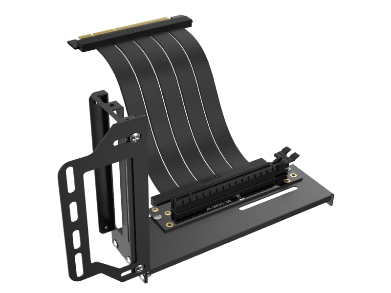Akasa Riser Black Pro, Vertical Gpu Holder + Premium Pcie 3.0 Riser Cable, 90° Pcie 3.0 X16 Female, 180° Pcie 3.0 X16 Male, 0,2 M, Sort