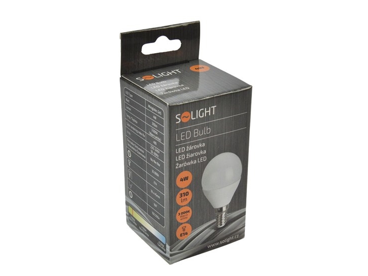 Solight Led Bulb, Miniglobe, 4W, E14, 3000K, 340Lm, White Design