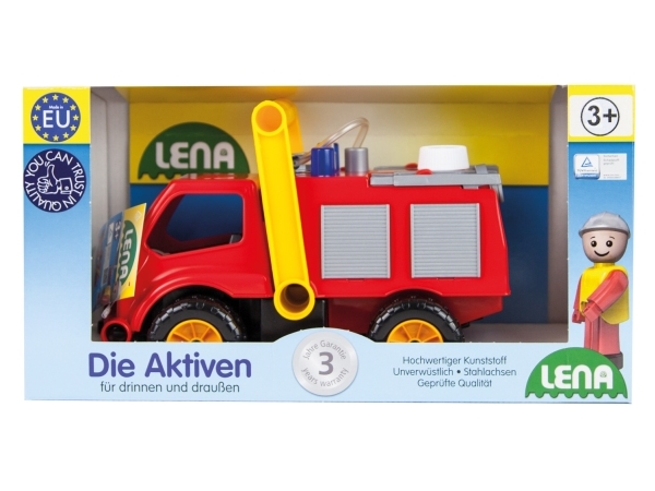 Lena 04355, lastbil, brandbil, inomhus/utomhus, 3 år, plast, svart, grå, röd, gul | Utomhusleksaker - Gå / Löpande fordon - Skottkärror för barn | GameStuff