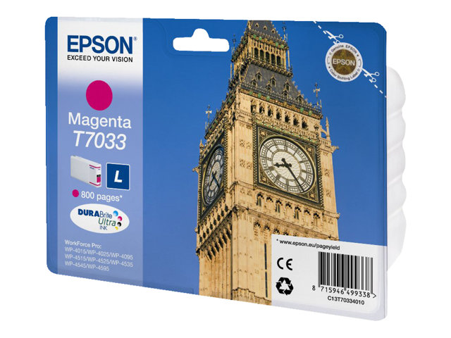Epson Big Ben Tintenpatrone L Magenta 0.8K, Standardertrag, Magenta, Tinte Auf Pigmentbasis, 9,6 Ml, 1 Stück(E), Einzelpackung