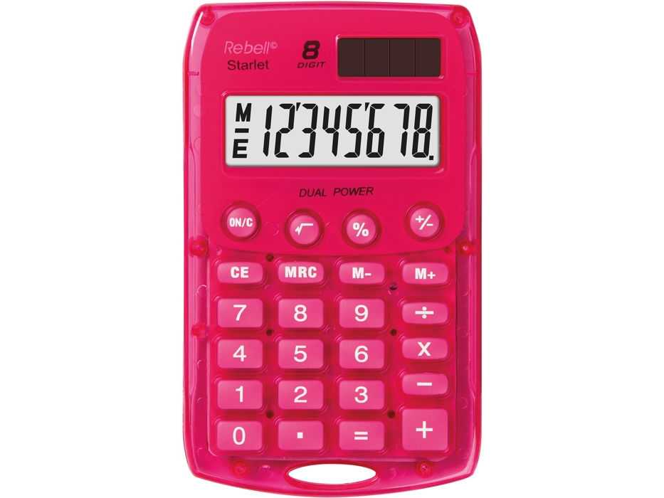 Rebell Starlet PK, Ficka, Grundläggande, 8 siffror, 1 linjer, Batteri/solcell, Rosa | Kontorsmaskiner - Räknare - Kalkylatorer | GameStuff