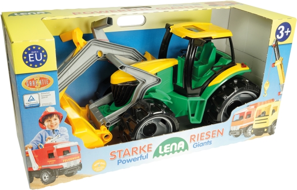 Lena GIGA TRUCKS Tractor with front loader & excavator, Traktor, 3 År, Plast, Sort, Grøn, Gul