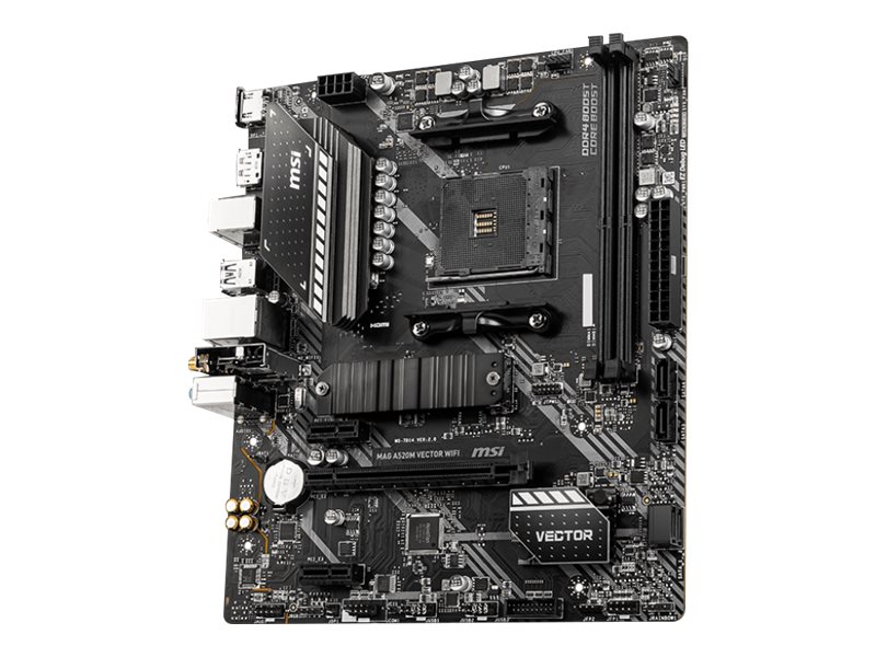Msi Mag A520m Vector Wifi - Motherboard - Micro-Atx - Sockel Am4 - Amd A520 Chipsatz - Usb 3.2 Gen 1 - Gigabit Lan, Wi-Fi, Bluetooth - Onboard-Grafik