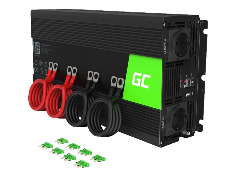 Green Cell - Dc Til Ac Wechselrichter - 12 V - 2000 Watt - Output-Stikforbindelser: 2 - Sort