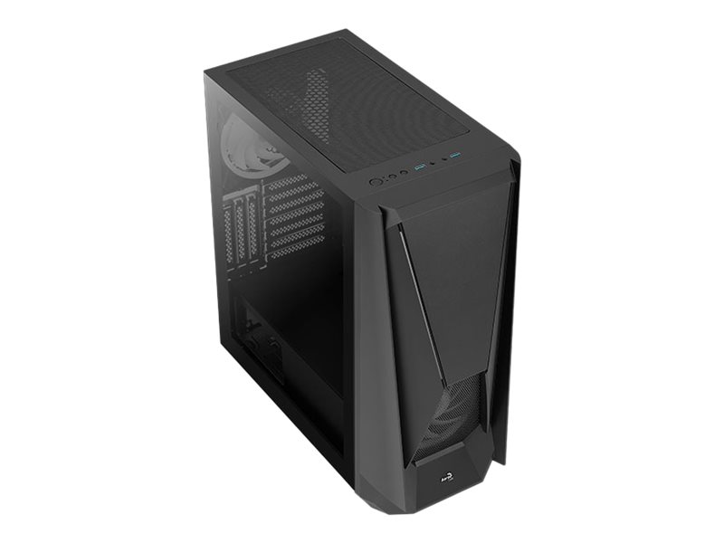 AeroCool Visor - Tempered Glass Edition - mid tower - utökad ATX - genomskinlig sidopanel (härdat glas) - ingen strömförsörjning (ATX) - svart - USB/ljud | Datorkomponenter - Datorchassin & Tilbeör | GameStuff