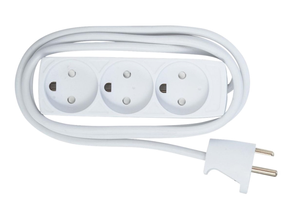 3-Way Danish Power Strip 3M Without On/Off Switch, With