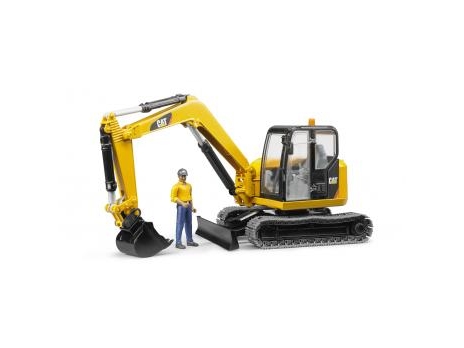 Bruder Cat Mini Excavator With Worker, Gravemaskine Model, Plast