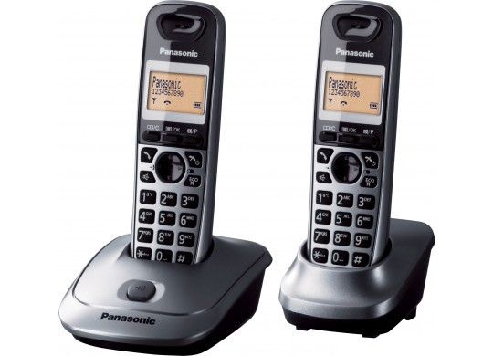 Panasonic KX-TG2512, DECT-telefon, Trådlös telefonlur, Högtalartelefon, 50 poster, Namn och uppringnings-ID, Grå