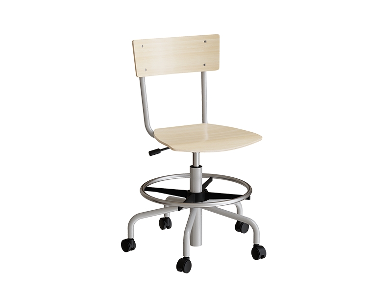 Stol Strong 113, Birk laminat, Alugrå stel, hjul och fodring | Möbler - Stolar & Stolmattor - Matsalstolar | GameStuff