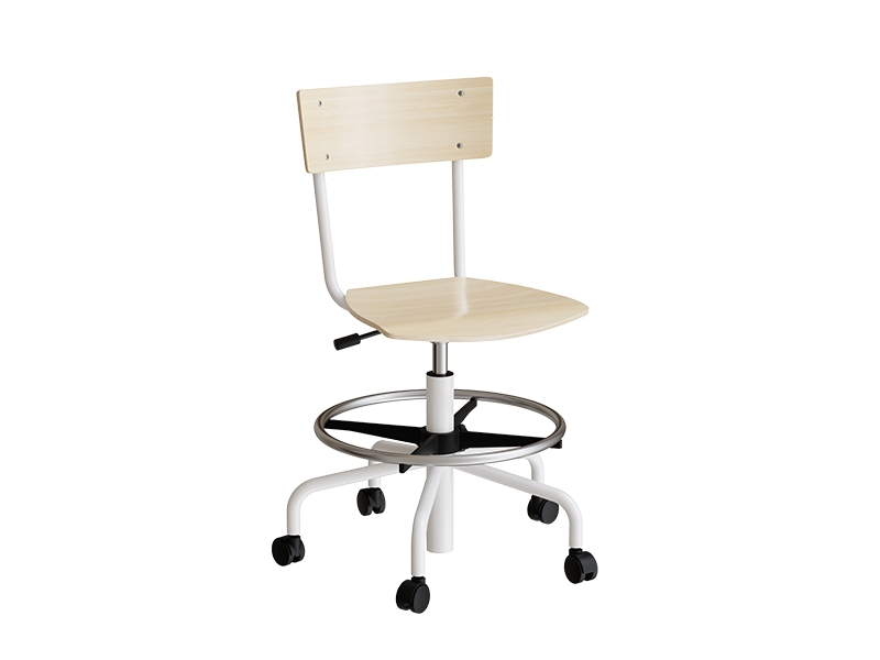 Stol Strong 113, björklaminat, vit ram, hjul och fötter | Möbler - Stolar & Stolmattor - Matsalstolar | GameStuff